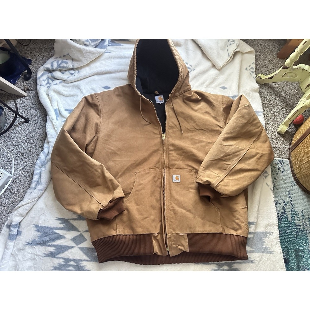 Carhartt J140 BRN Firm Duck Insulated Active Jacket Made In USA XXL 2X tall Mens